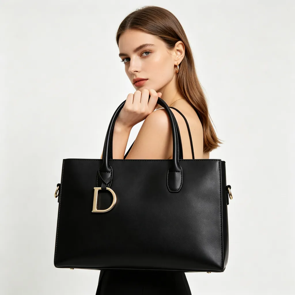 Black Leather Tote Bag