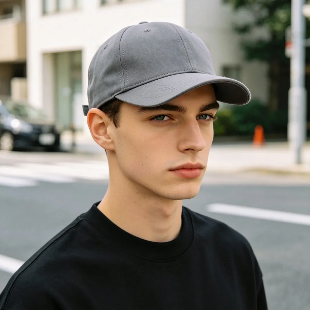 Gray Cotton Baseball Cap