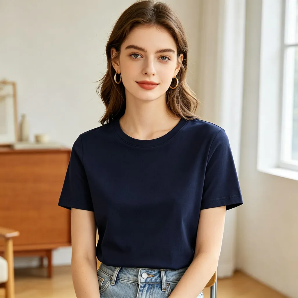 Navy Cotton Crew-Neck T-Shirt