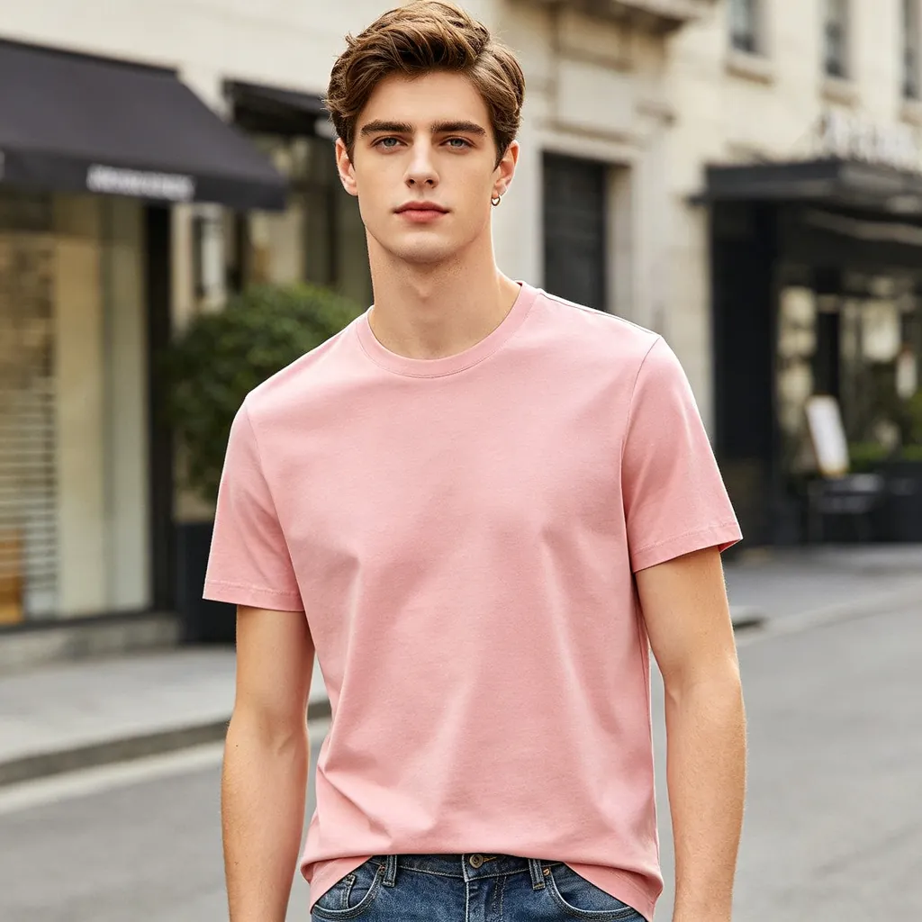 Pink Cotton Crew-Neck T-Shirt