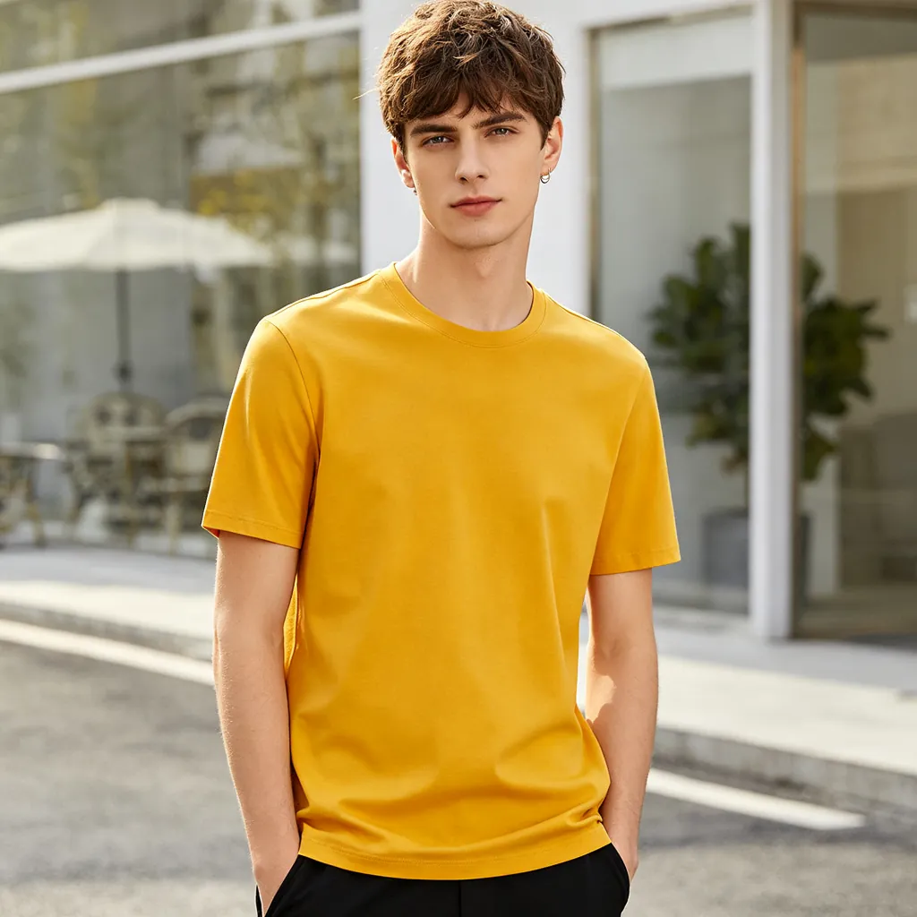 Yellow Cotton Crew-Neck T-Shirt