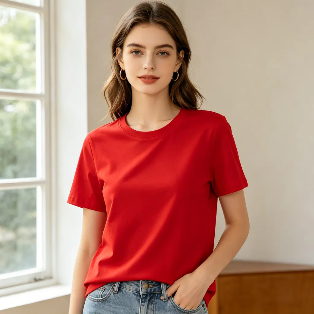 Red Cotton Crew-Neck T-Shirt