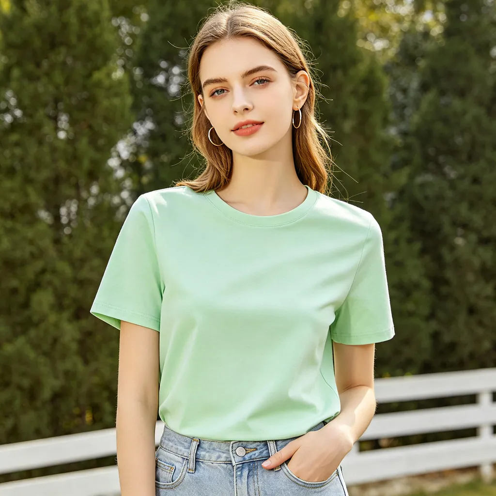 Mint Green Cotton Crew-Neck T-Shirt
