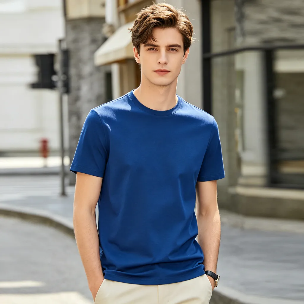 Royal Blue Cotton Crew-Neck T-Shirt