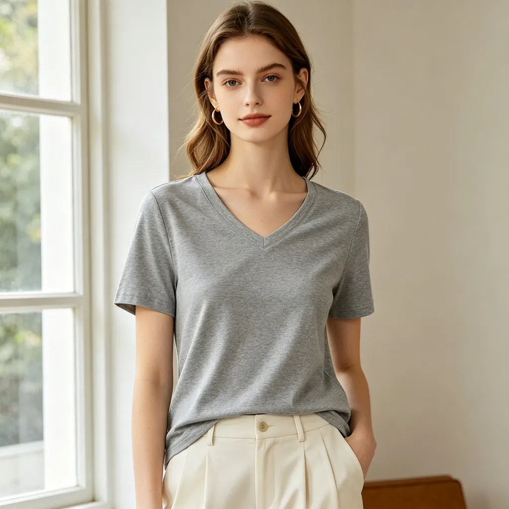 Gray V-Neck T-Shirt