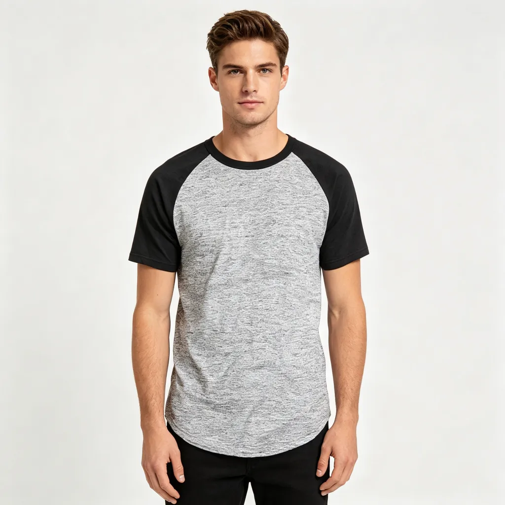 Heather Gray and Black Raglan T-Shirt