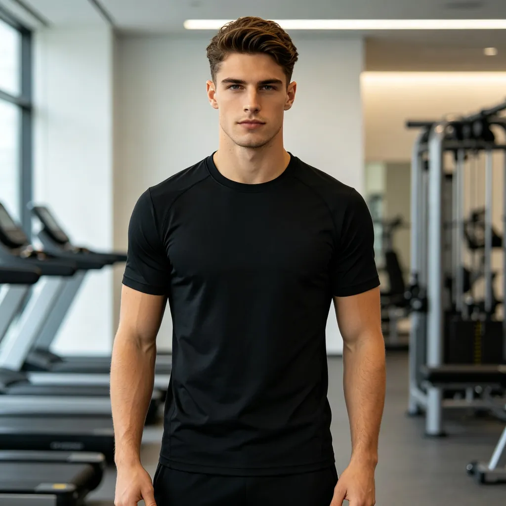 Black Crew Neck Short Sleeve Athletic T-Shirt
