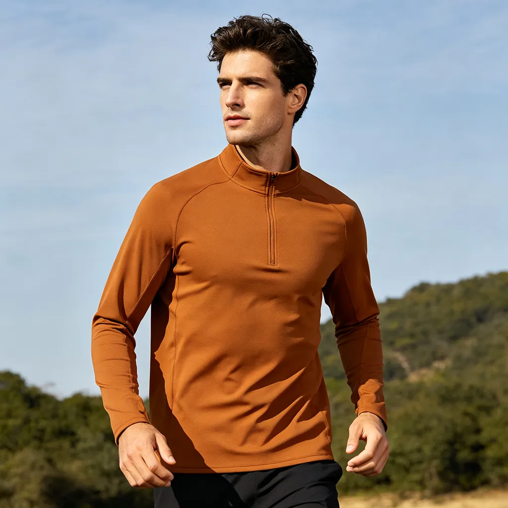 Caramel Half-Zip Long Sleeve Athletic Top