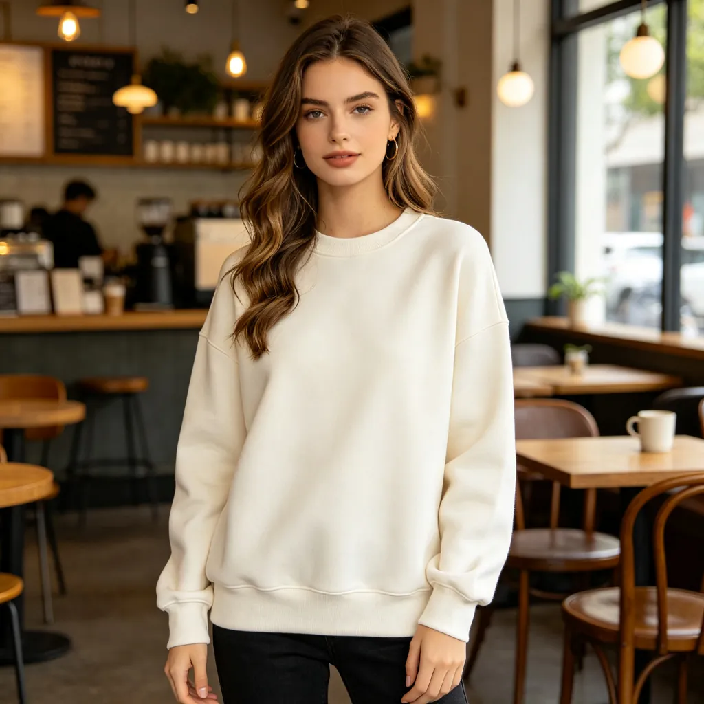 Cream White Letter Print Crewneck Sweatshirt