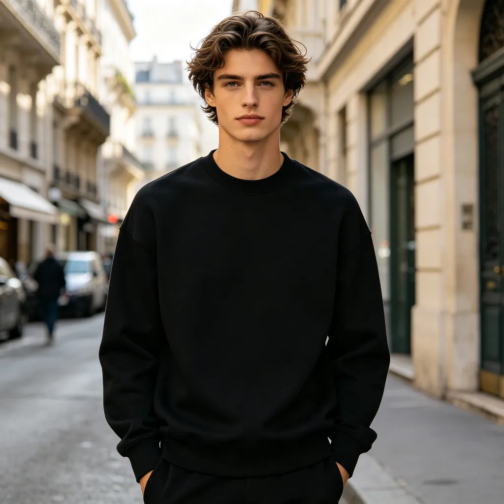 Black Minimalist Crewneck Sweatshirt
