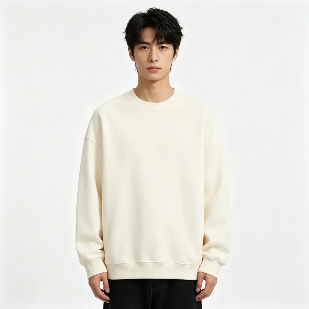 Ivory Drop-Shoulder Crew-Neck Sweatshirt