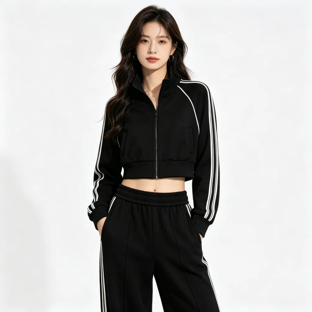 Black Striped Wide-Leg Pants Set