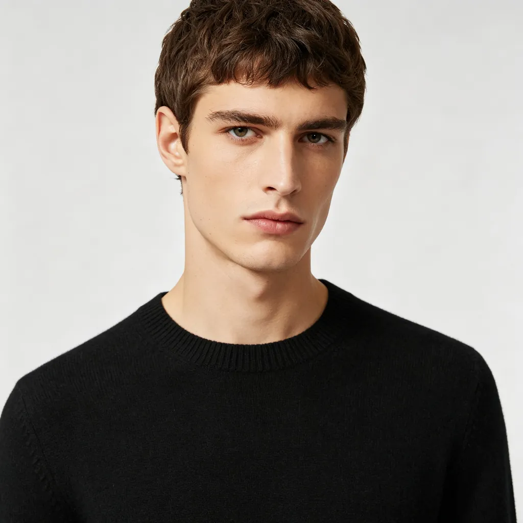 Black Crew-Neck Knit Sweater