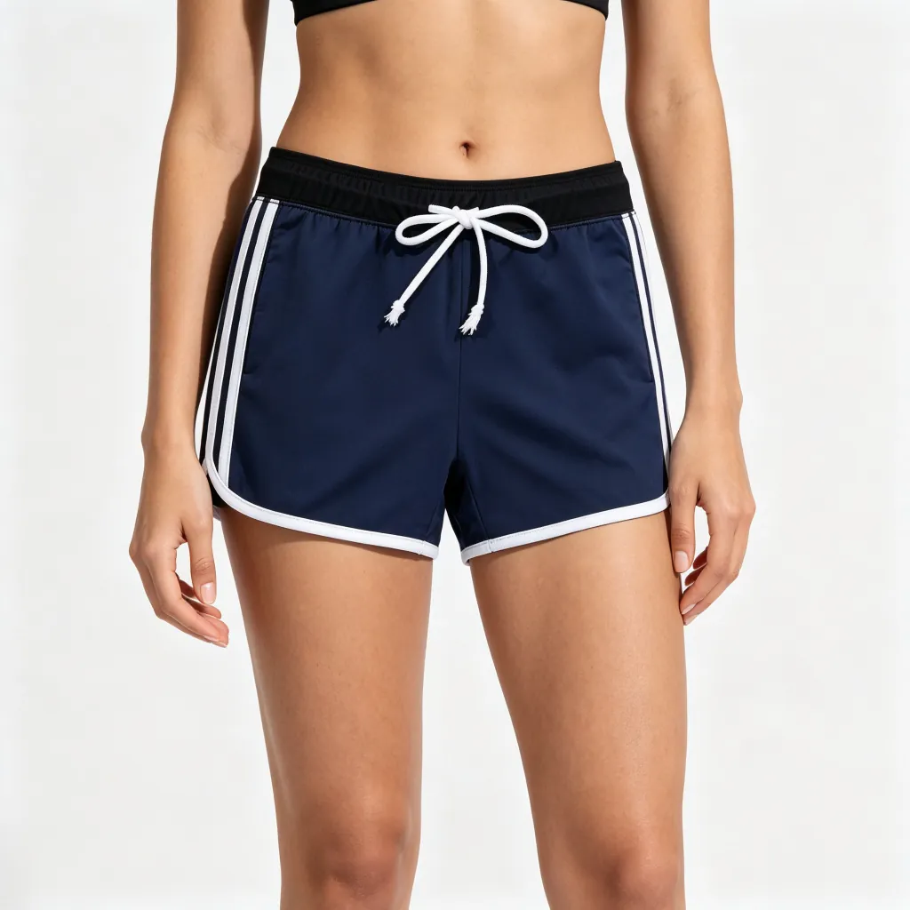 Navy and White Striped Athletic Shorts