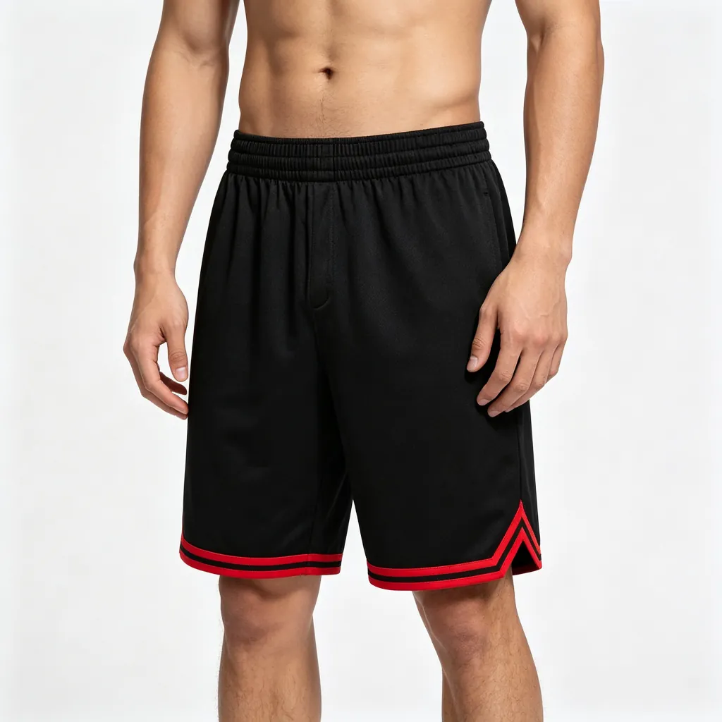 Black Red-Trim Basketball Shorts
