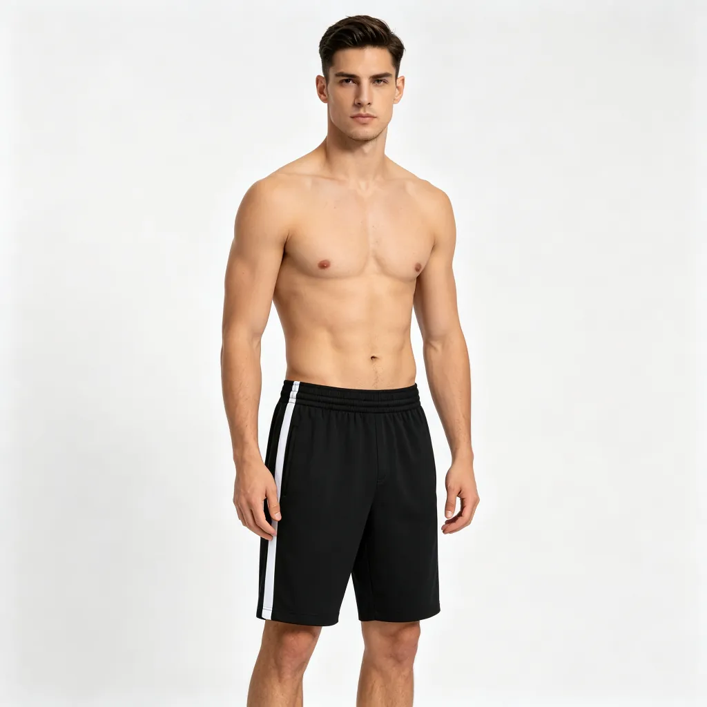 Black White-Trim Athletic Shorts