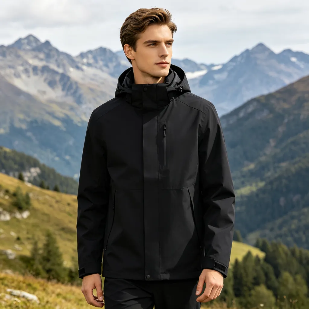 Black Hooded Outdoor Jacket