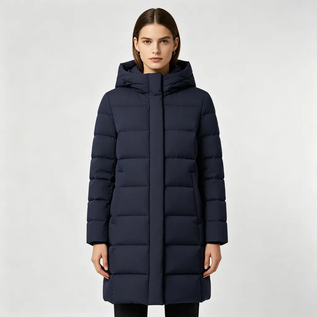 Navy Mid-Length Down Coat