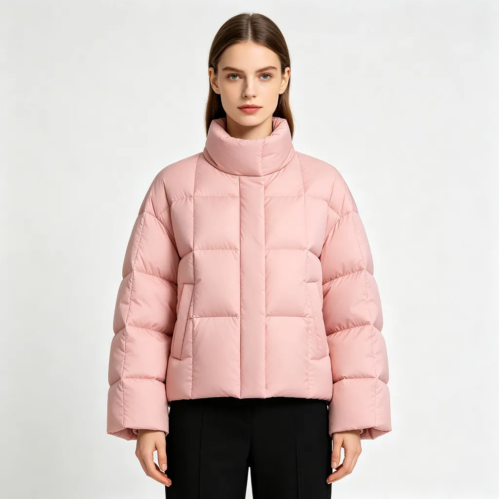 Pink Cropped Down Jacket