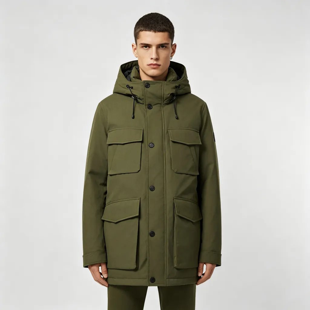 Army Green Hooded Down Jacket