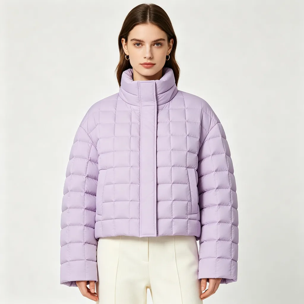 Purple Cropped Down Jacket