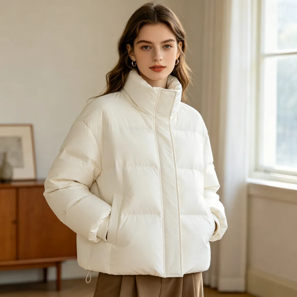 White Stand-Collar Down Jacket