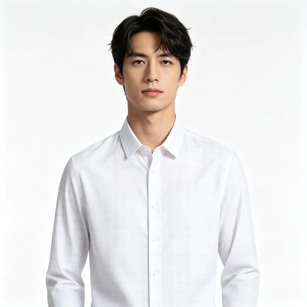White Subtle Check Long-Sleeve Shirt