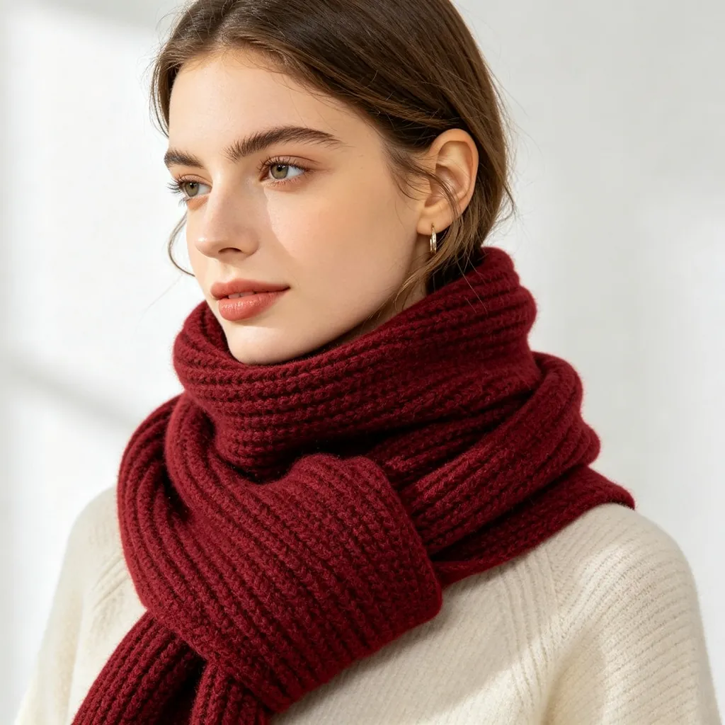 Burgundy Knit Scarf