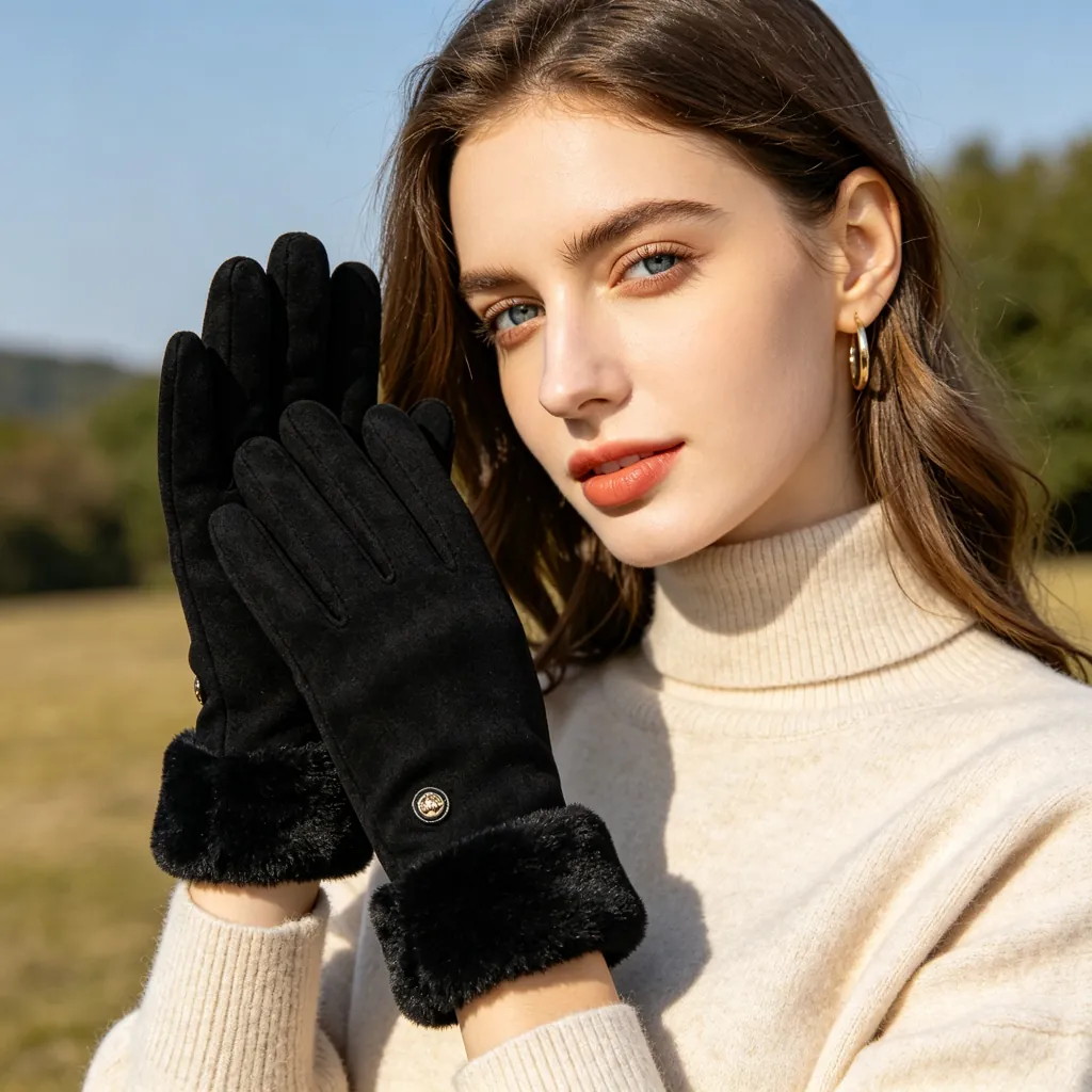 Black Fleece-Lined Gloves