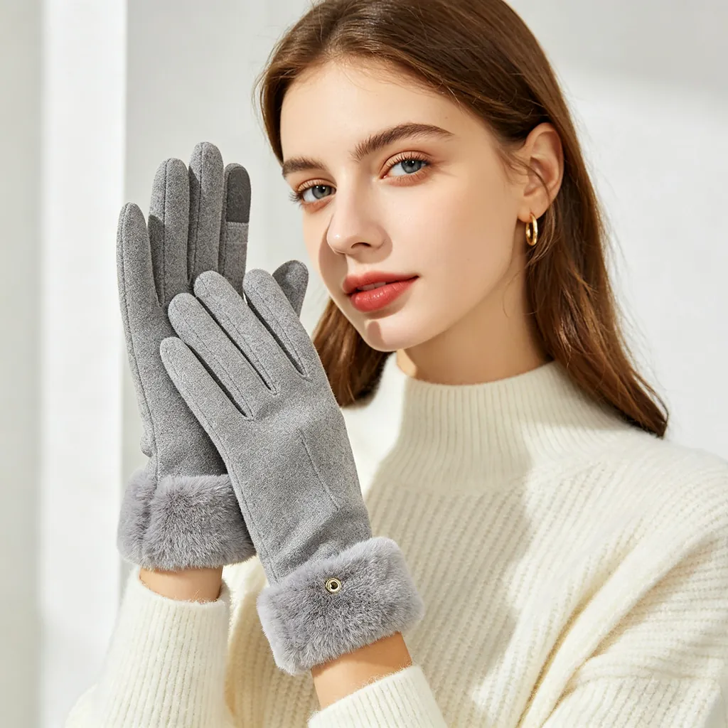 Gray Fleece-Lined Gloves
