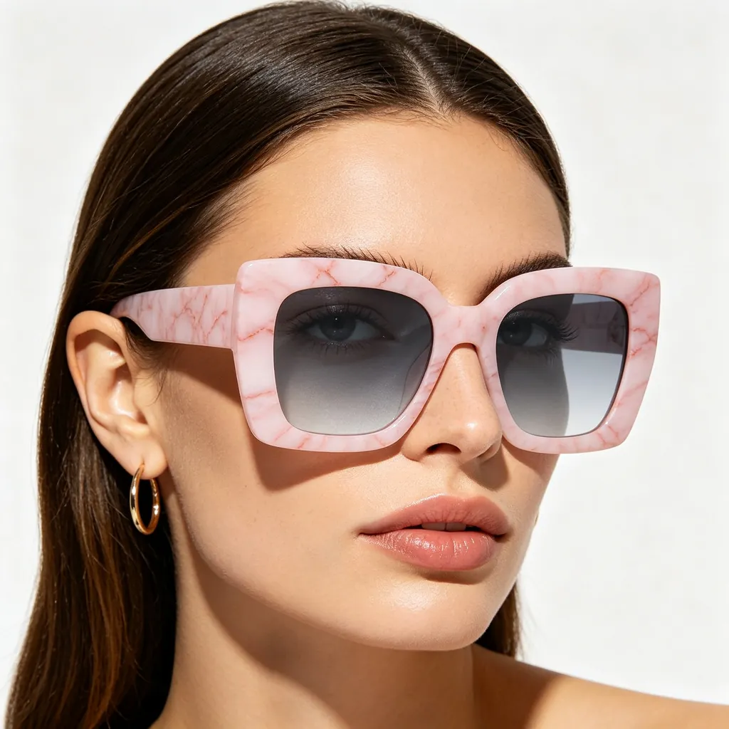 Pink Square Frame Sunglasses
