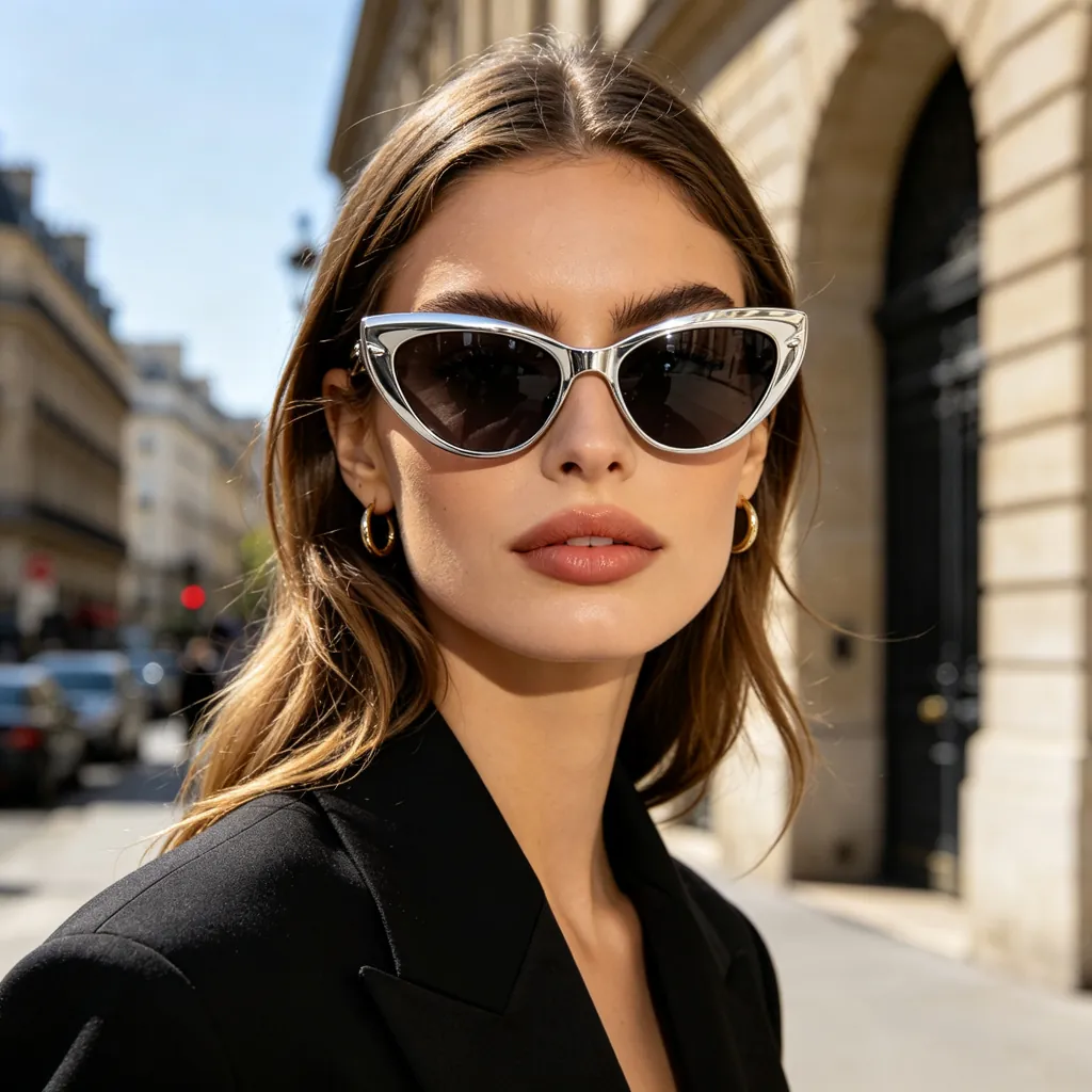 Silver Metal Cat Eye Sunglasses