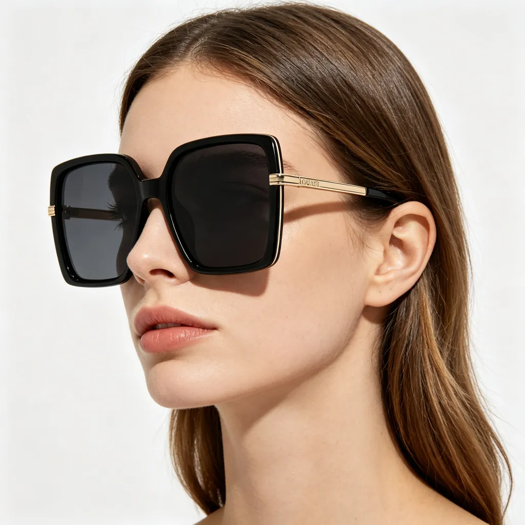 Black Metal Square Frame Sunglasses