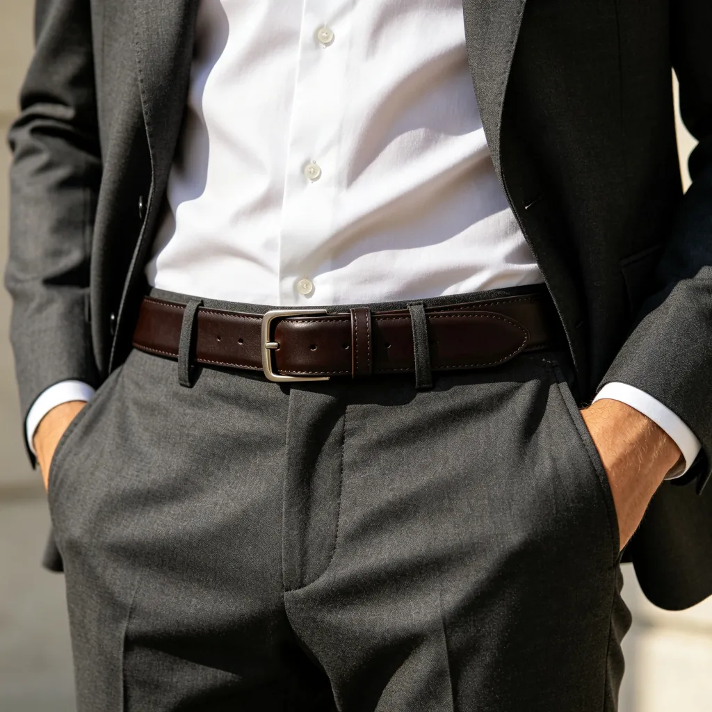 Dark Brown Leather Belt