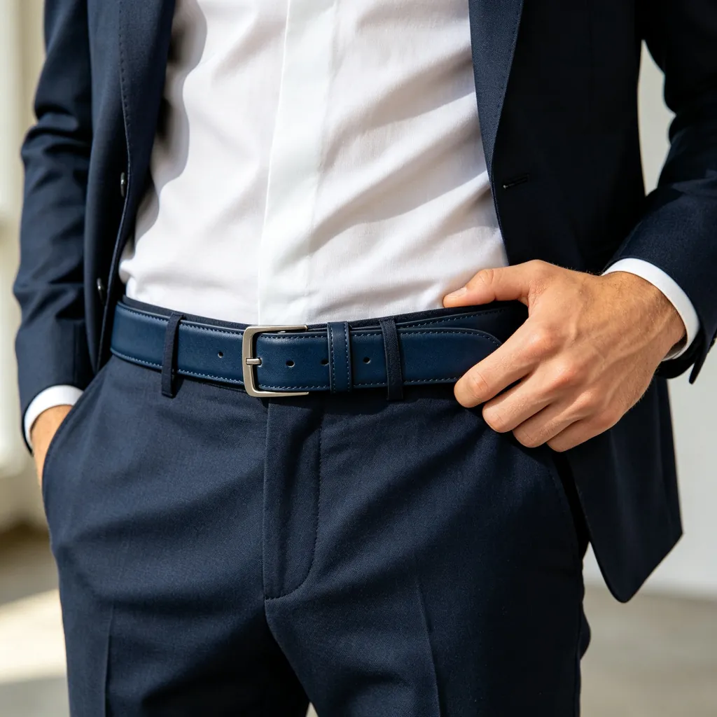 Deep Blue Leather Belt