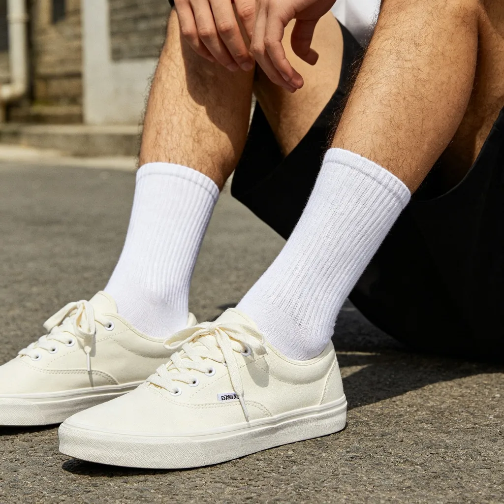 White Cotton Crew Socks
