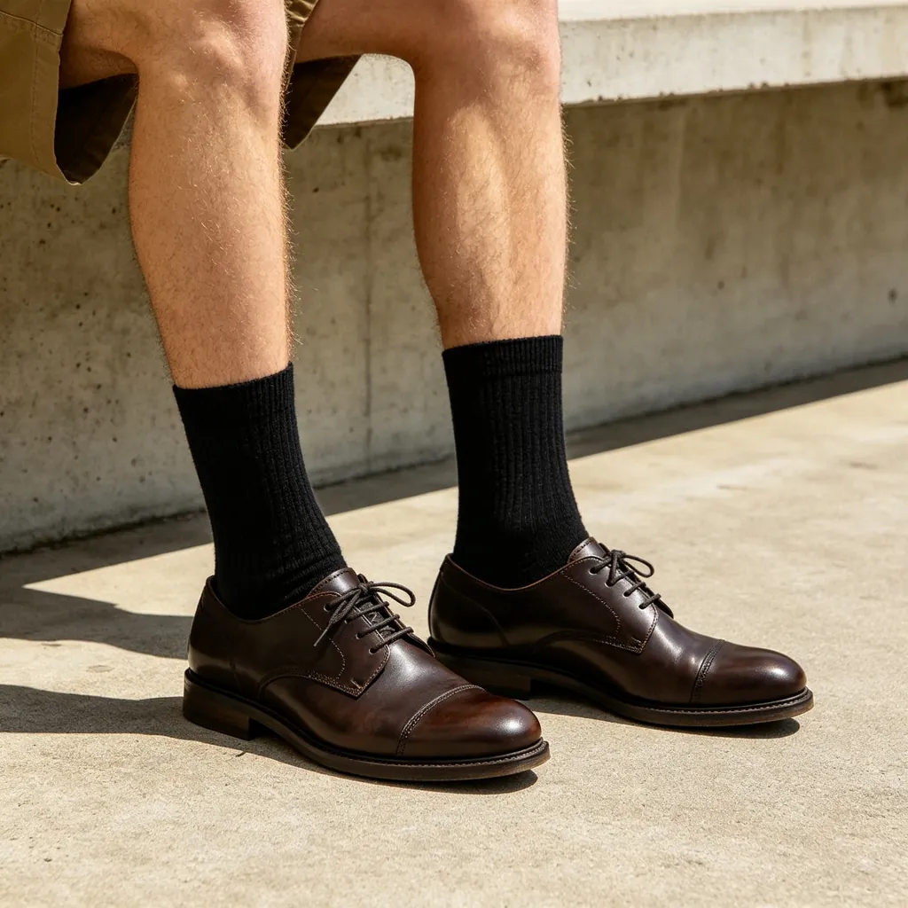 Black Cotton Crew Socks
