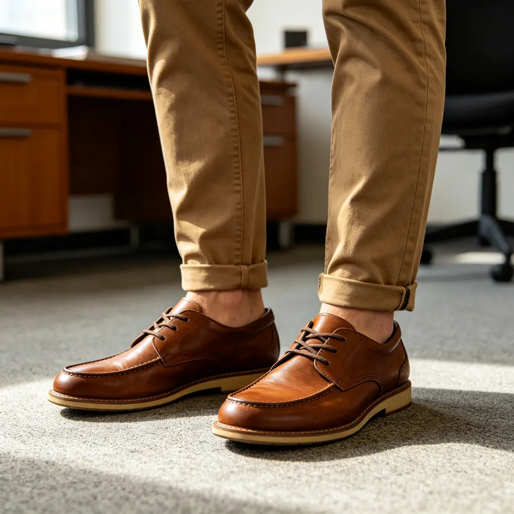 Brown Leather Casual Derby Shoes