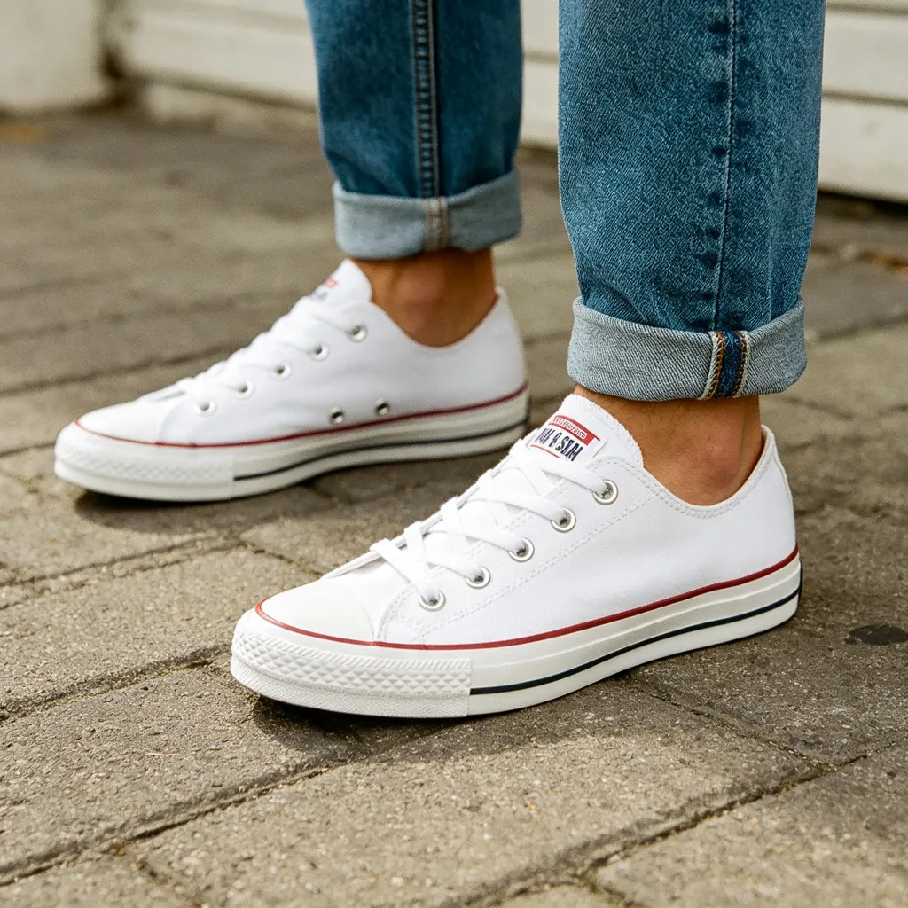 White Low Top Canvas Sneakers
