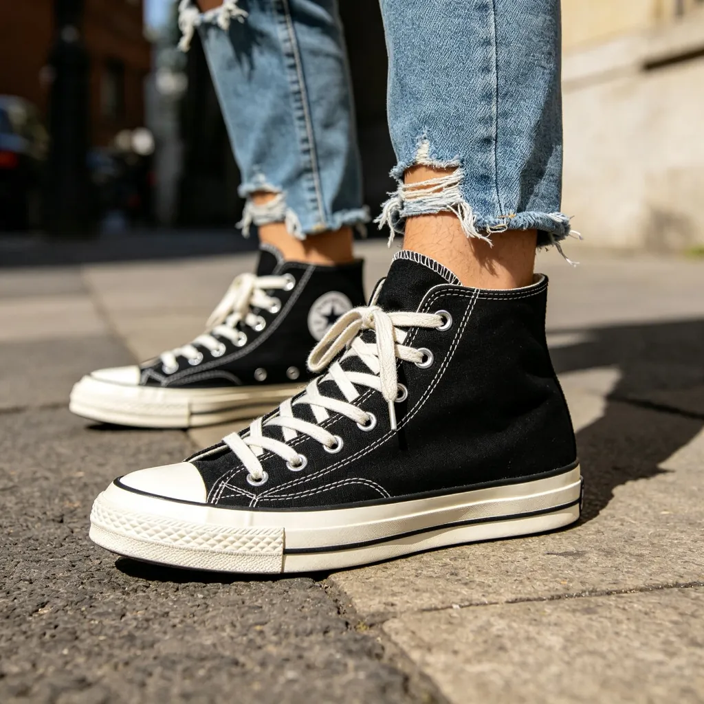Black High-Top Canvas Sneakers