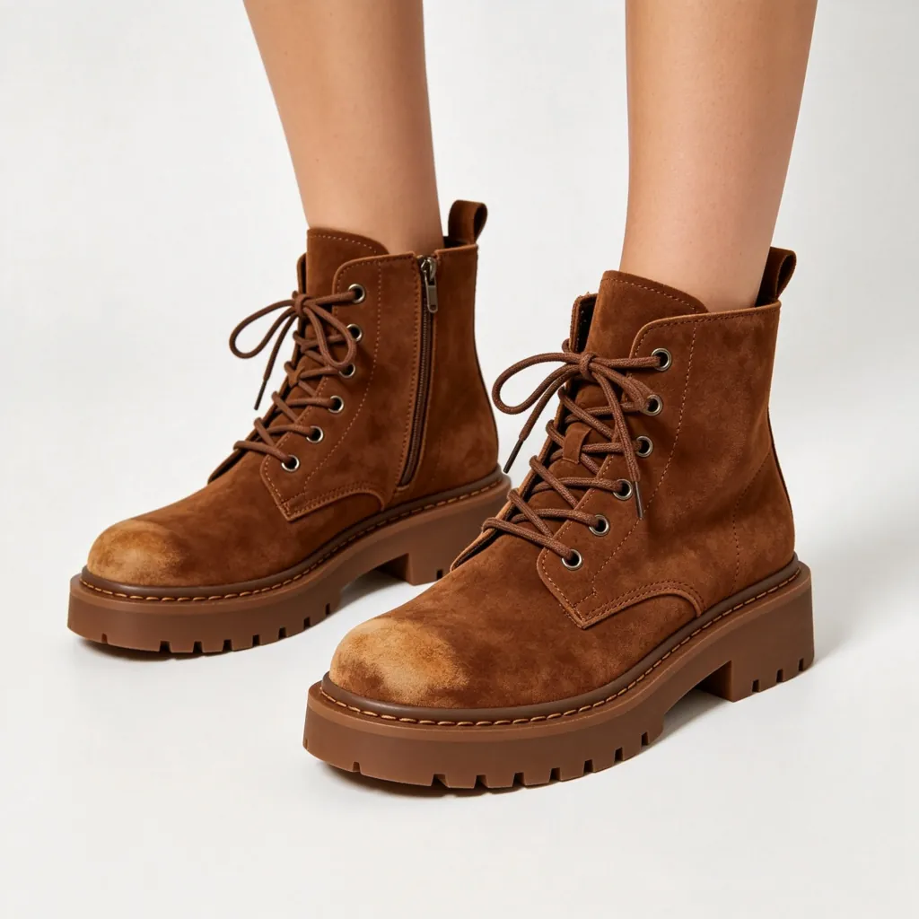 Brown Lace-Up Combat Boots
