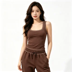 Brown Tank and Jogger Active Set
