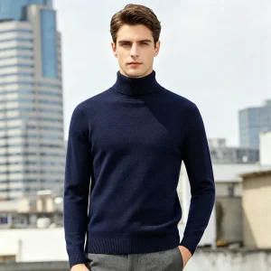 Navy Turtleneck Knit Sweater