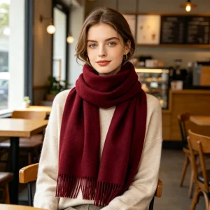 Burgundy Crew-Neck Knit Sweater