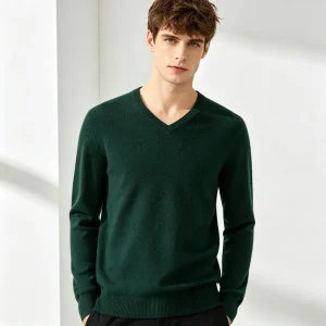 Forest Green V-Neck Knit Sweater