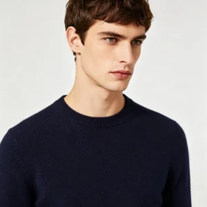 Navy Crew-Neck Knit Sweater
