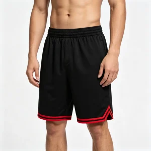 Black Red-Trim Basketball Shorts