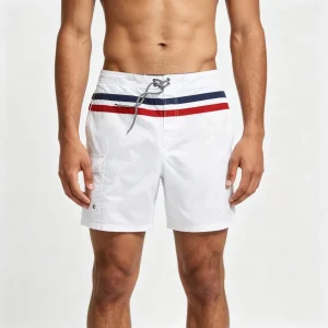 White Red and Blue Striped Beach Shorts