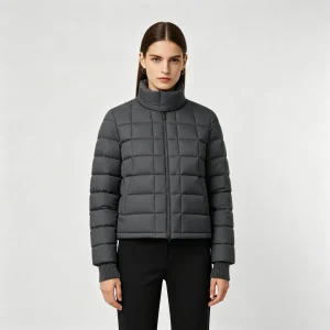 Dark Gray Stand Collar Short Down Jacket