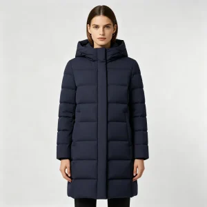 Navy Mid-Length Down Coat